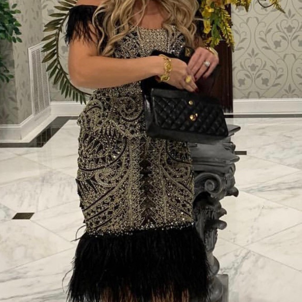 Terani midi feather dress